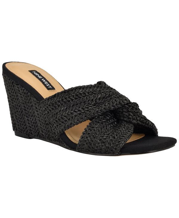 ナインウェスト レディース シューズ スリッポン・ローファー サンダル Nine West Womens Nejia Woven SlipOn Wedge Sandals Black ブラック