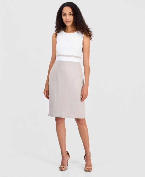 カスパール レディース トップス ワンピース プチ ノースリーブ カラーブロック Kasper Womensleeveless Colorblocked Sheath Dress Regular Pe