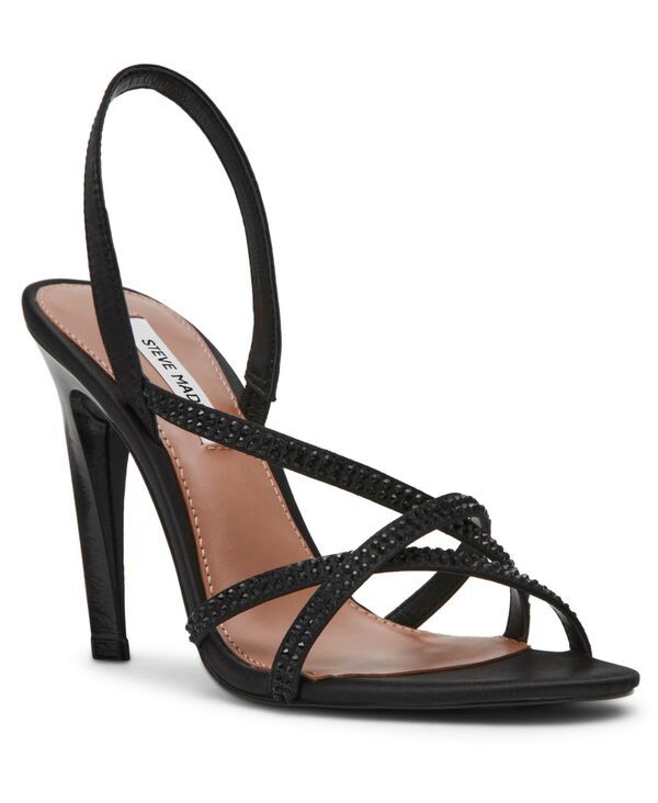 スティーブ マデン レディース シューズ サンダル ヒール Steve Madden Womens TamaroseRound Toe Stiletto Heel Sandals Black Rhin