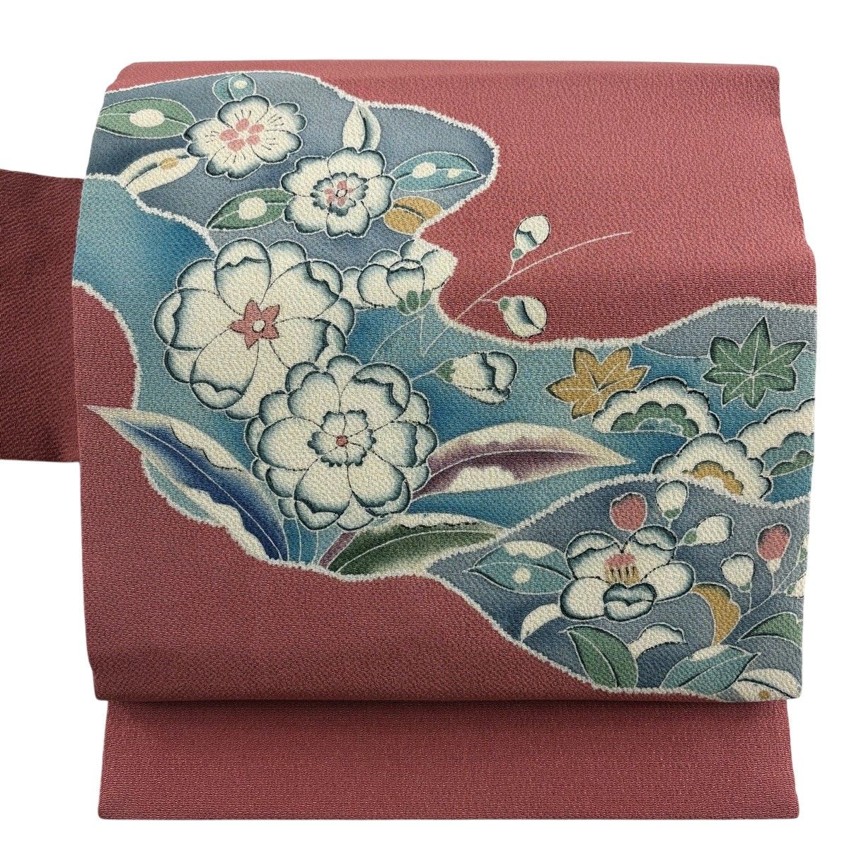 【美品】 名古屋帯 秀品 草花 霞 縮緬 ピンク 正絹 【中古】 8,732円