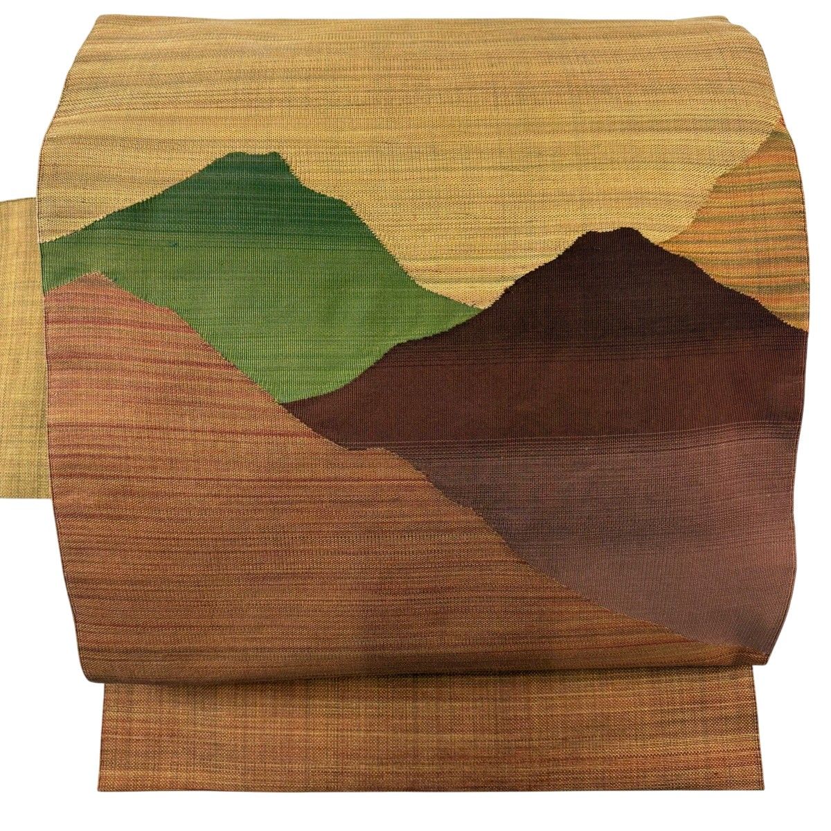 名古屋帯 秀品 山並み 縞 茶色 正絹 【中古】