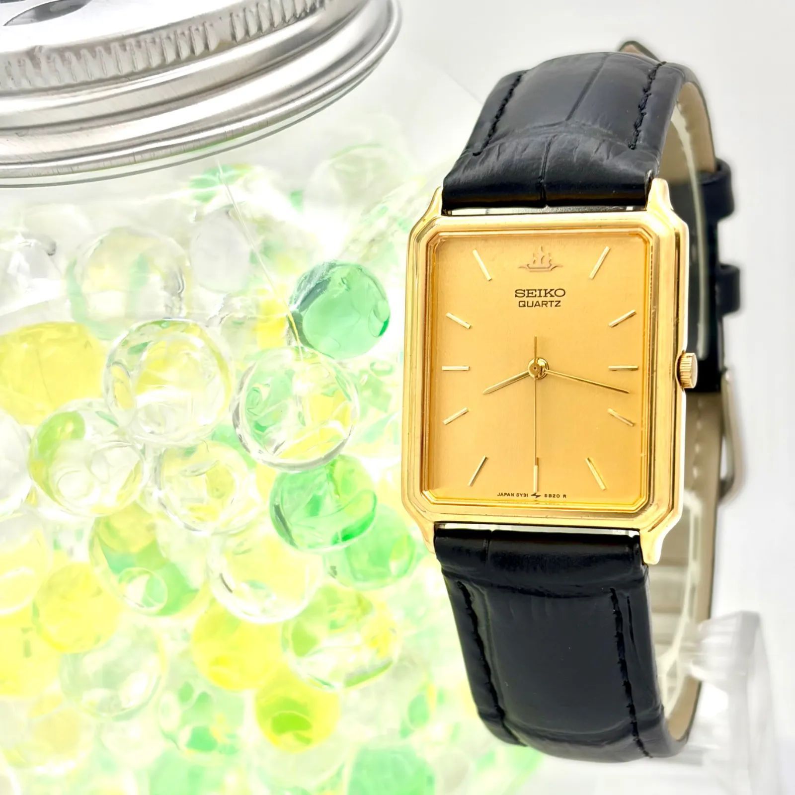 新品電池】SEIKO セイコー メンズ 腕時計 ゴールド レクタンギュラー