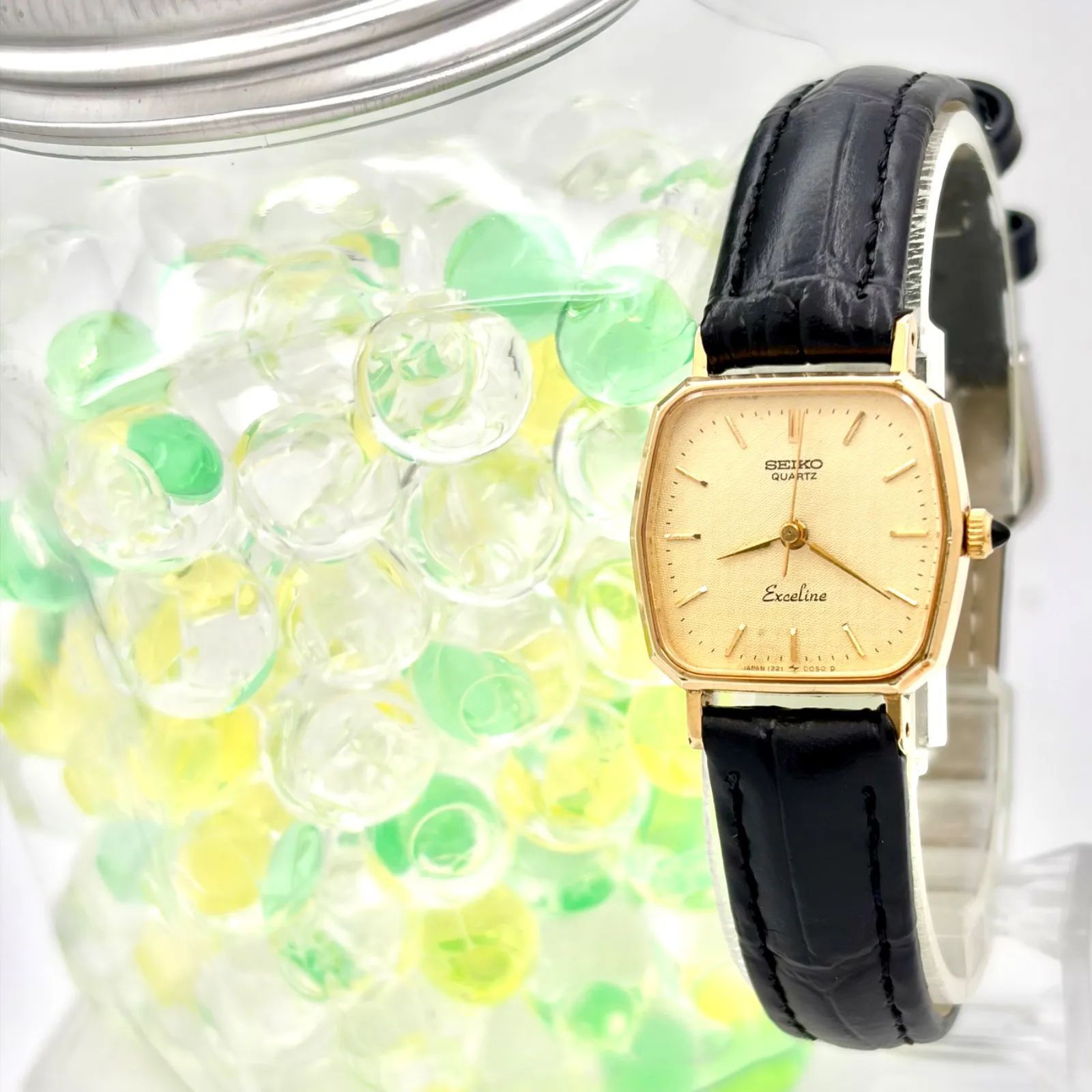 【新品電池】SEIKO セイコー Exceline エクセリーヌ レディース 腕時計 ゴールド 10角形 1221-5010 2D1380 新品ベルト