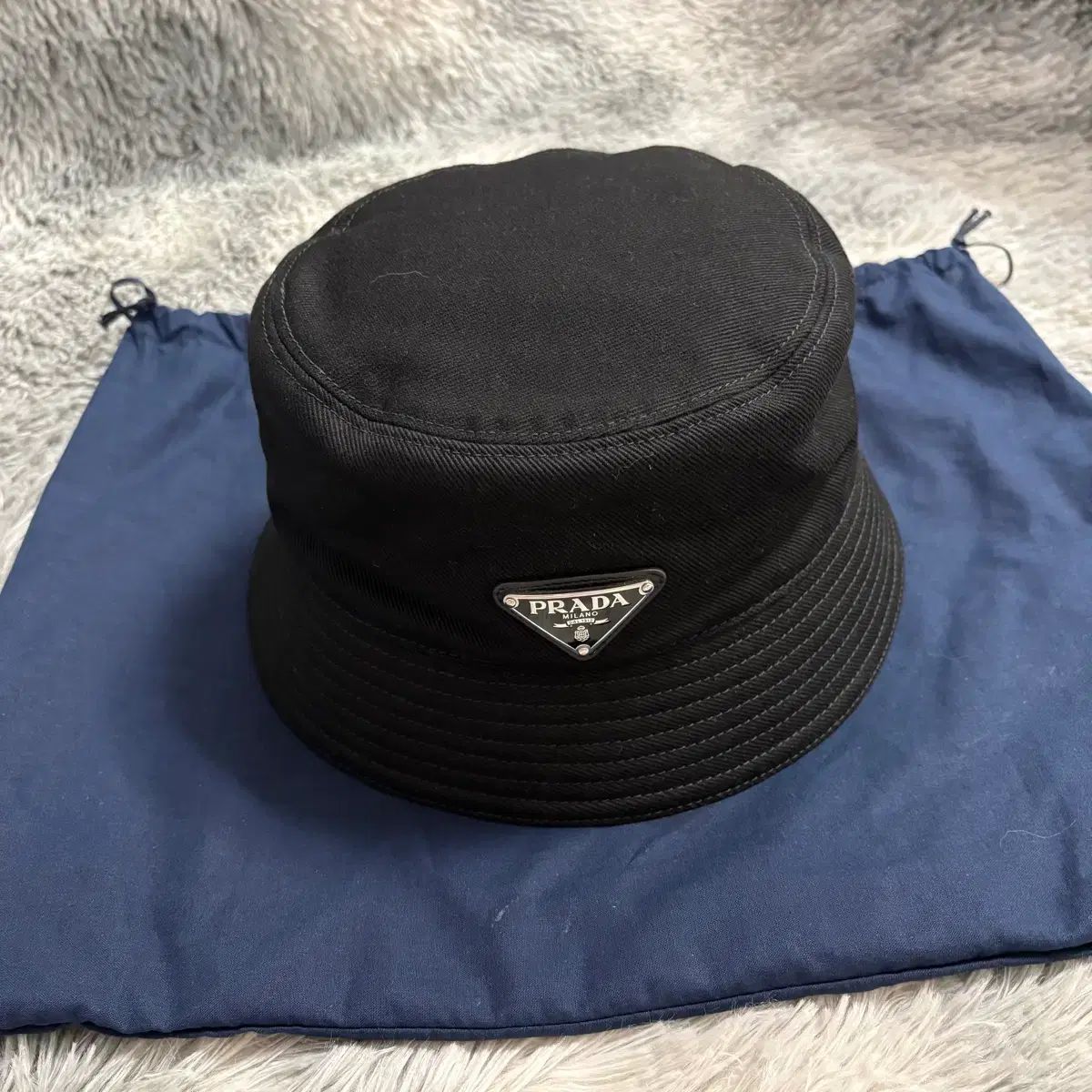 ほぼ新品 正規品 PRADA プラダ コットン バケットハット L