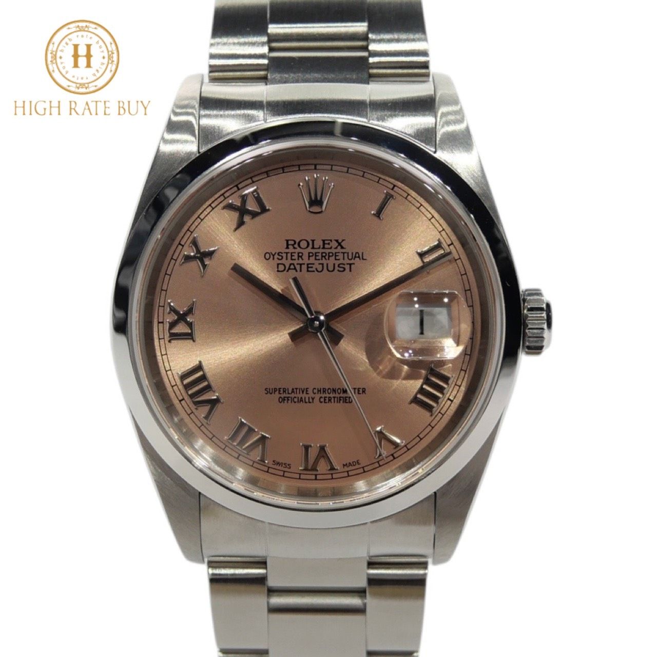 【極美品】ROLEX ロレックス デイトジャスト 16200 Y番 ステンレススチール ローマン ピンク文字盤 オイスターブレス メンズ ボーイズ 腕時計