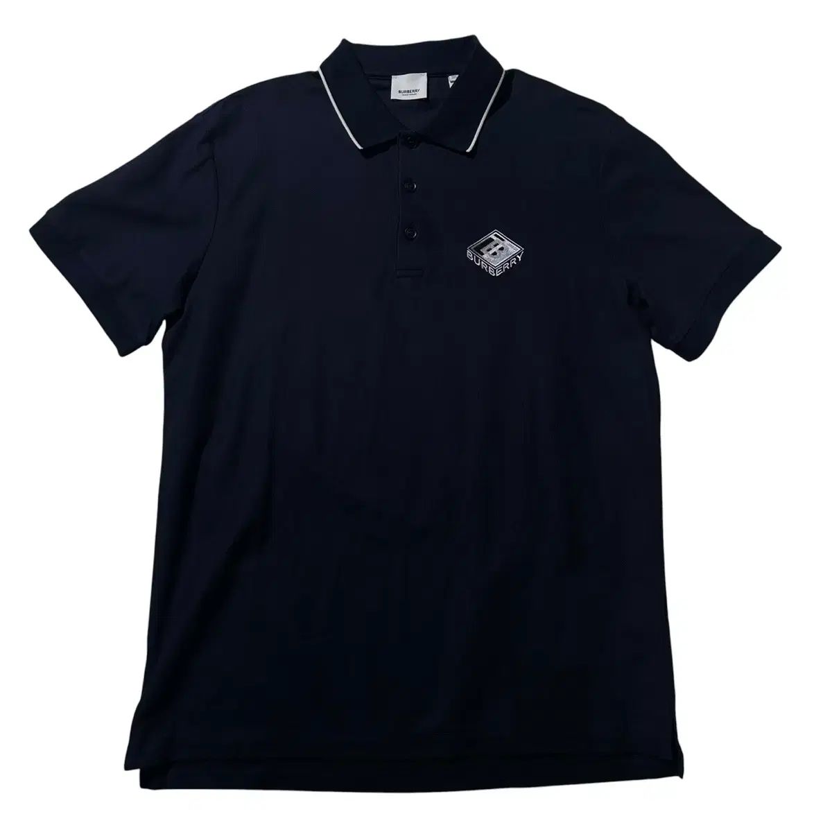 L バーバリー チェスト ロゴ ピケ カラ 半袖 Tシャツ ネイビー
