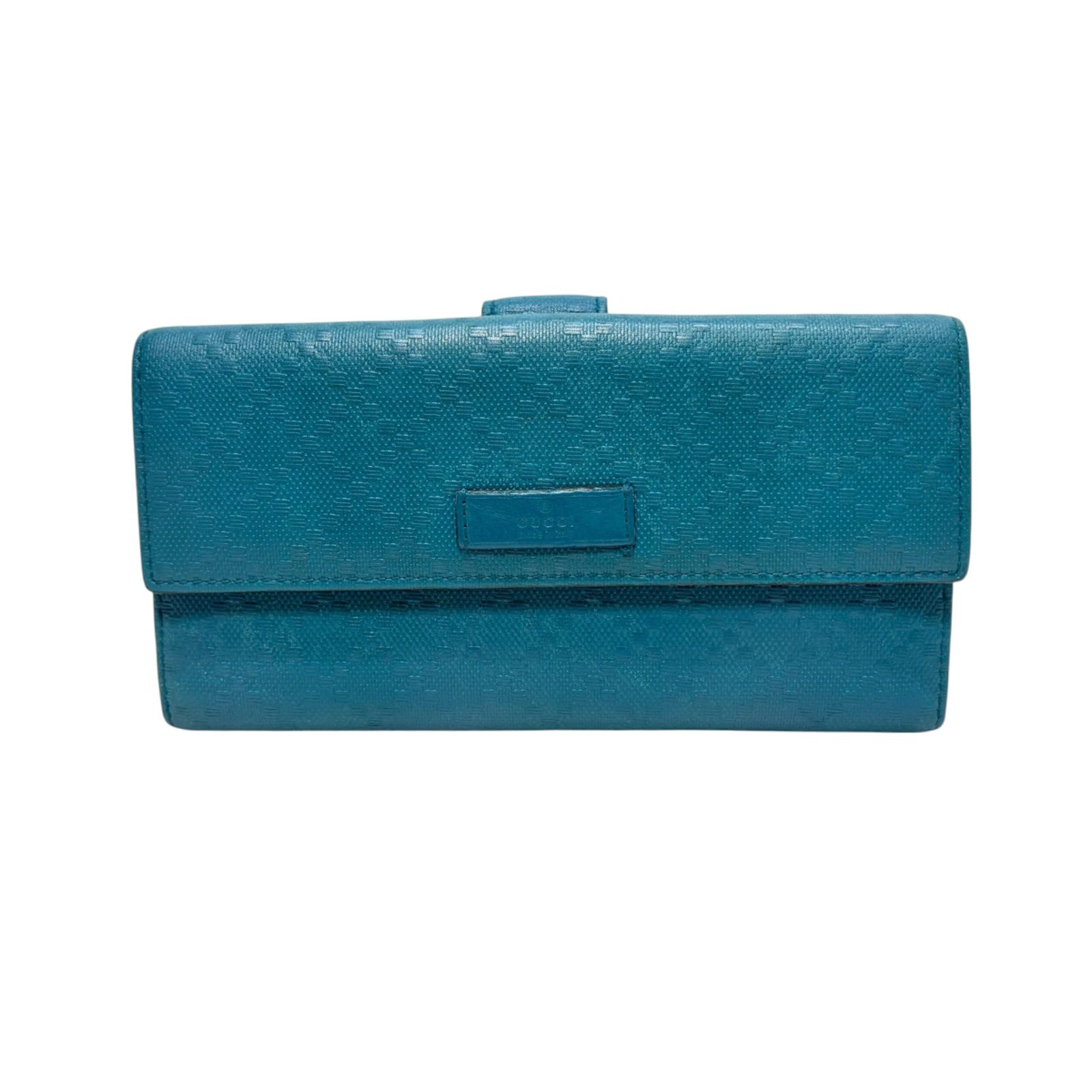4810 GUCCI グッチ 長財布 ブルー レザー Wホック