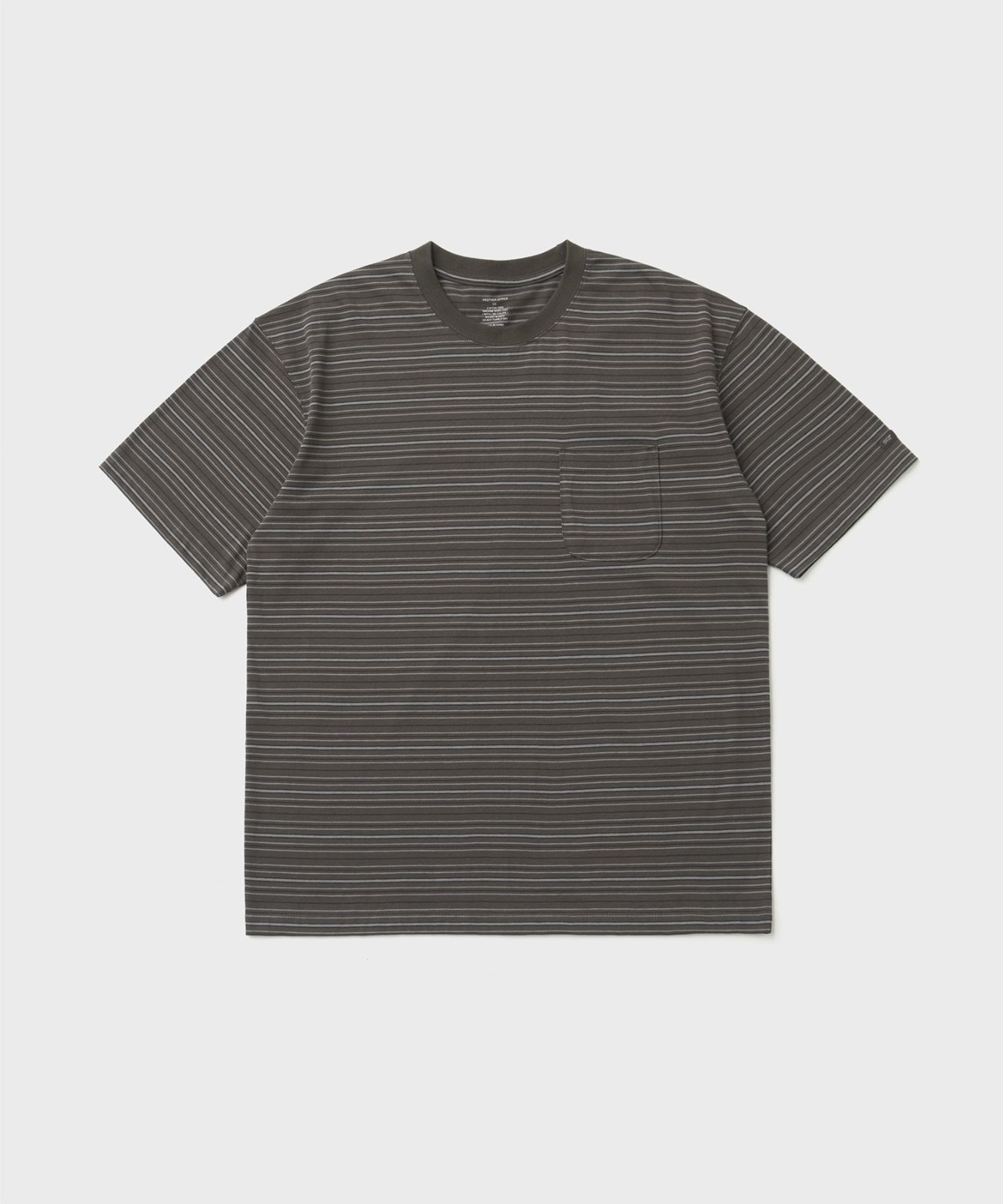 ANOTHER OFFICE アナザーオフィス Ordinary Multi Stripe Pocket TEE AOFSTS016 MILD BROWN Tシャツ