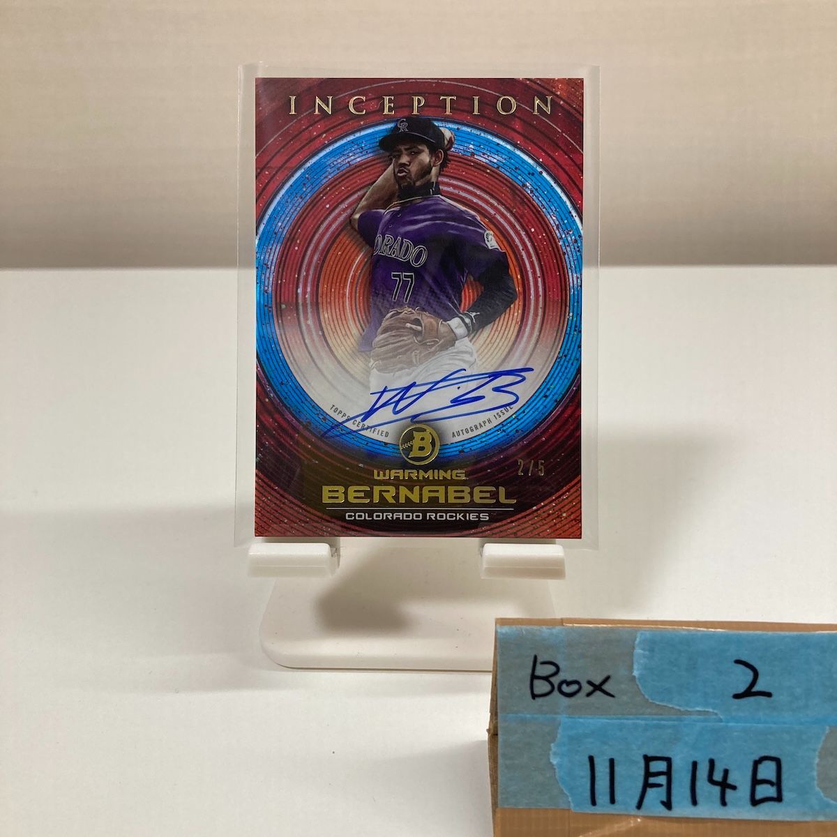 2022 Topps Warming Bernabel 2/5 直筆サインカード Colorado Rockies Bowman Inception Prospect カード