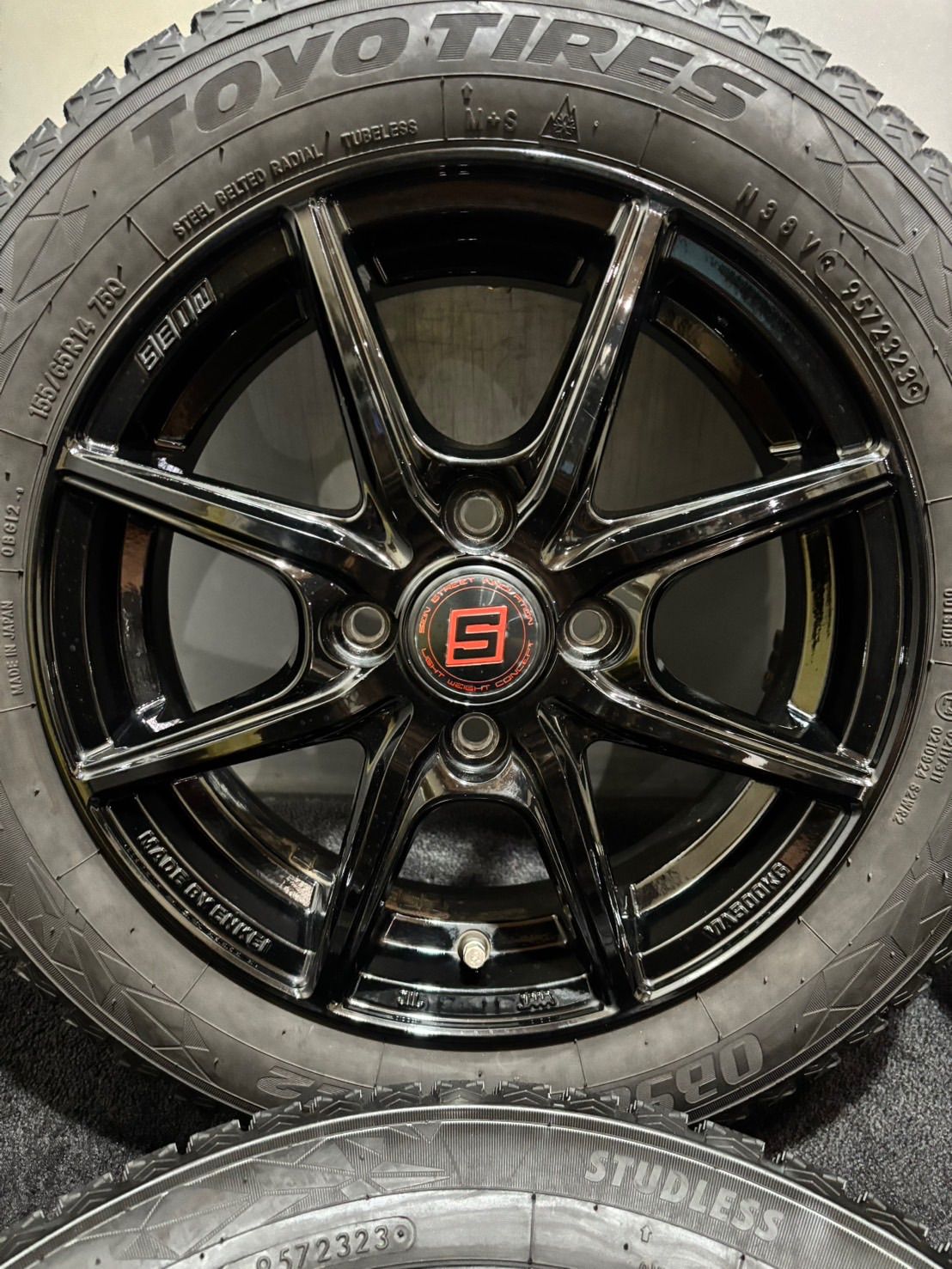 ☆155/65R14 TOYO/OBSERVE GIZ2 23年製 SEIN 14インチ 4.5J +45 100 4H