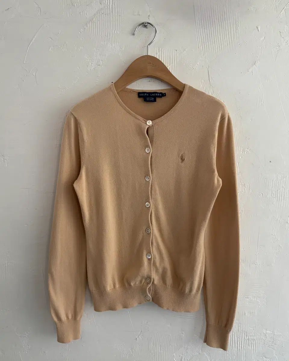 Polo ラルフローレン ウィメンズ ベージュ COLOR Uネック ボタン カーディガン