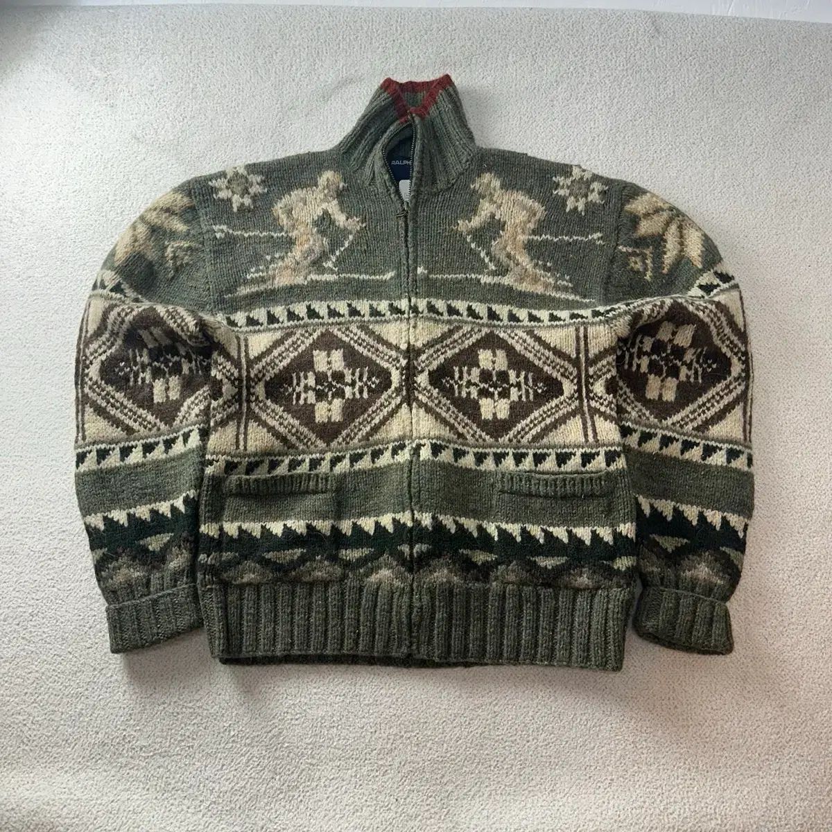 90年代 POLO RALPH LAUREN(ポロラルフローレン) スポーツ ヴィンテージ ハンド カウチン ニット