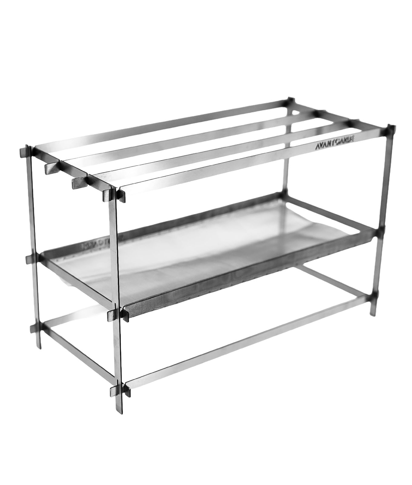AVANT GARDE 焚き火台 コンパクト 軽量 約995g ステンレス製 筒型収納 φ3×42cm 組み立てが楽しめる バー＆メッシュ 1台2役 コーヒースタンド ローテーブル 薪割り不要 ソロキャンプ 登山 アウトドア 調理対応 収納ポーチ付き 【究極の