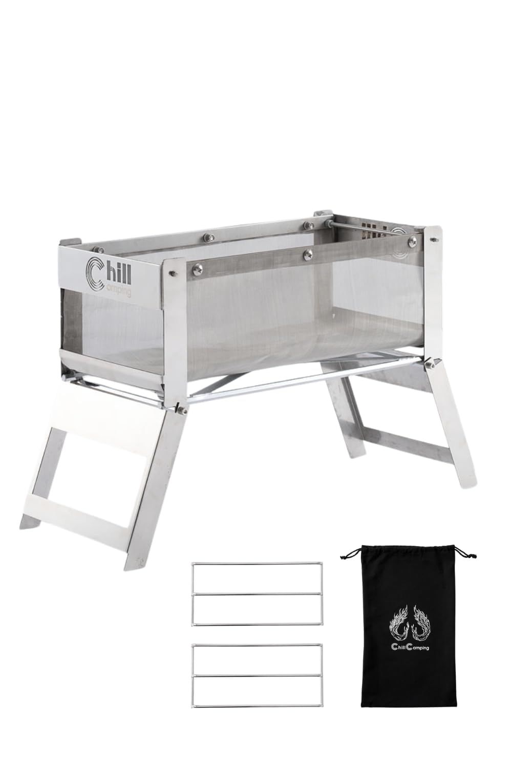 ChillCamping （チルキャンピング） ChillCube 焚火台 焚き火台 折りたたみ コンパクト ステンレス 軽量 キャンプ ゴトク付き