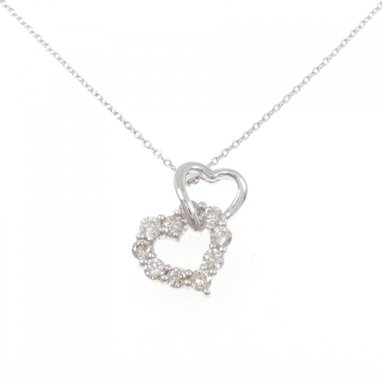 K18WG ハート ダイヤモンド ネックレス 0.50CT