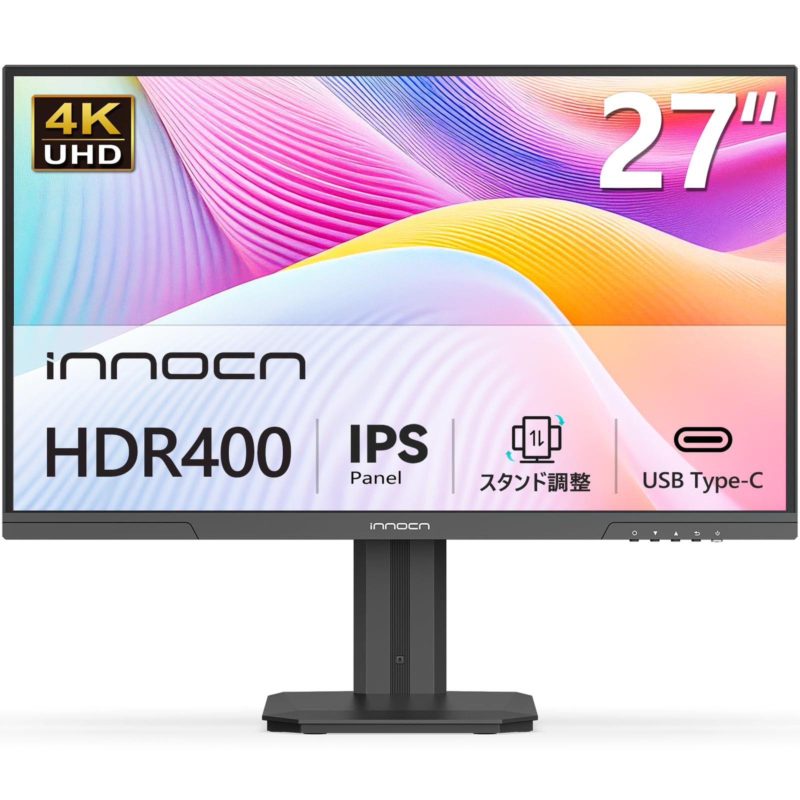 INNOCN 27インチ モニター 4K UHD (3840 x 2160) IPS非光沢 100% sRGB HDR400 縦横回転 VESA規格 ブルーライト軽減 家用 ビジネス 法人 Type-C 65W DP/HDMI2.0 対応 2 a9aaf014