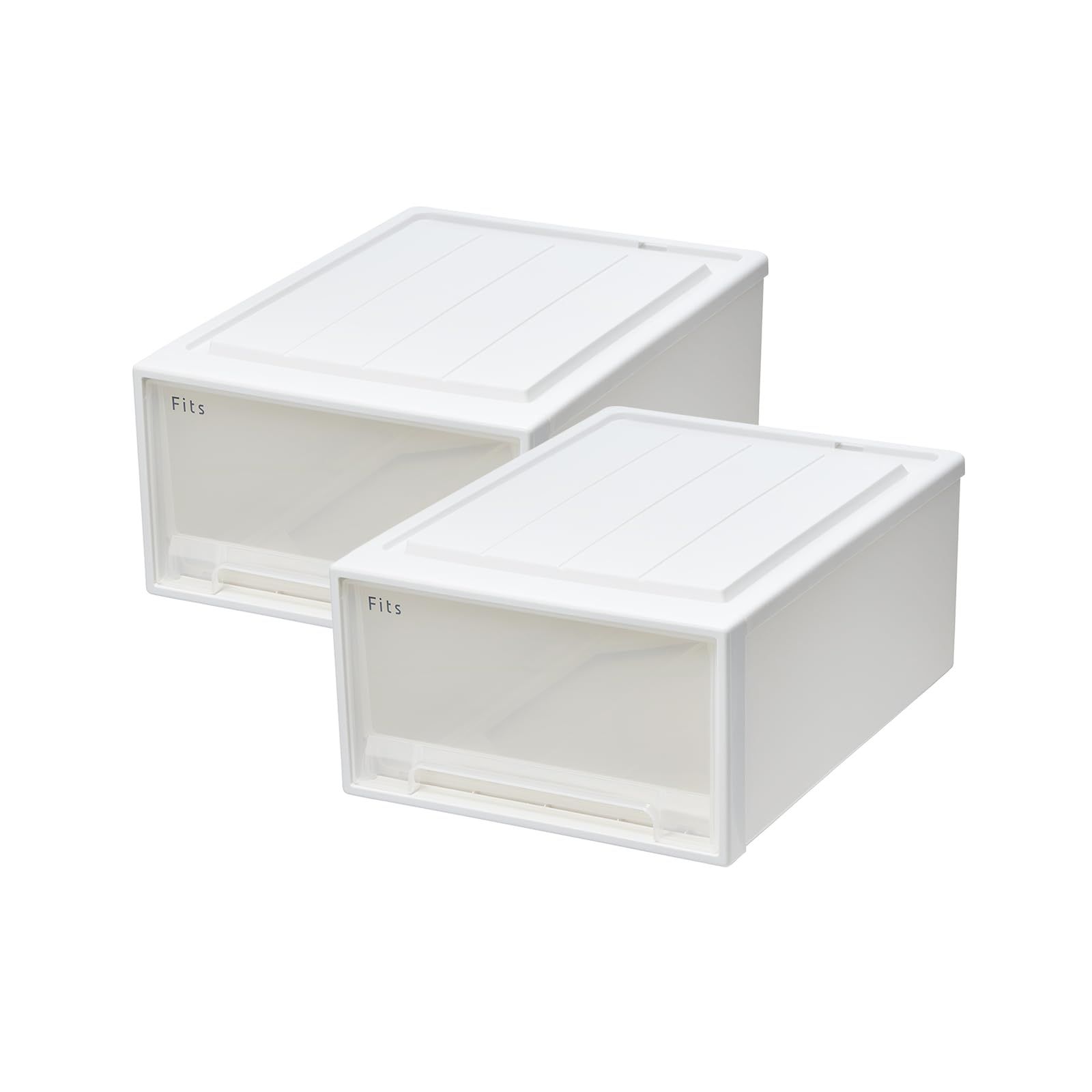 【通販限定2個セット】天馬 収納ボックス フィッツケース クローゼット 幅39×奥行53×高さ23cm 収納ケース たわみにくい 衣装ケース 日本製 再生材配合 サステナブル 【色 ホワイトクリア】 【53-39M】AR 6e83a61a