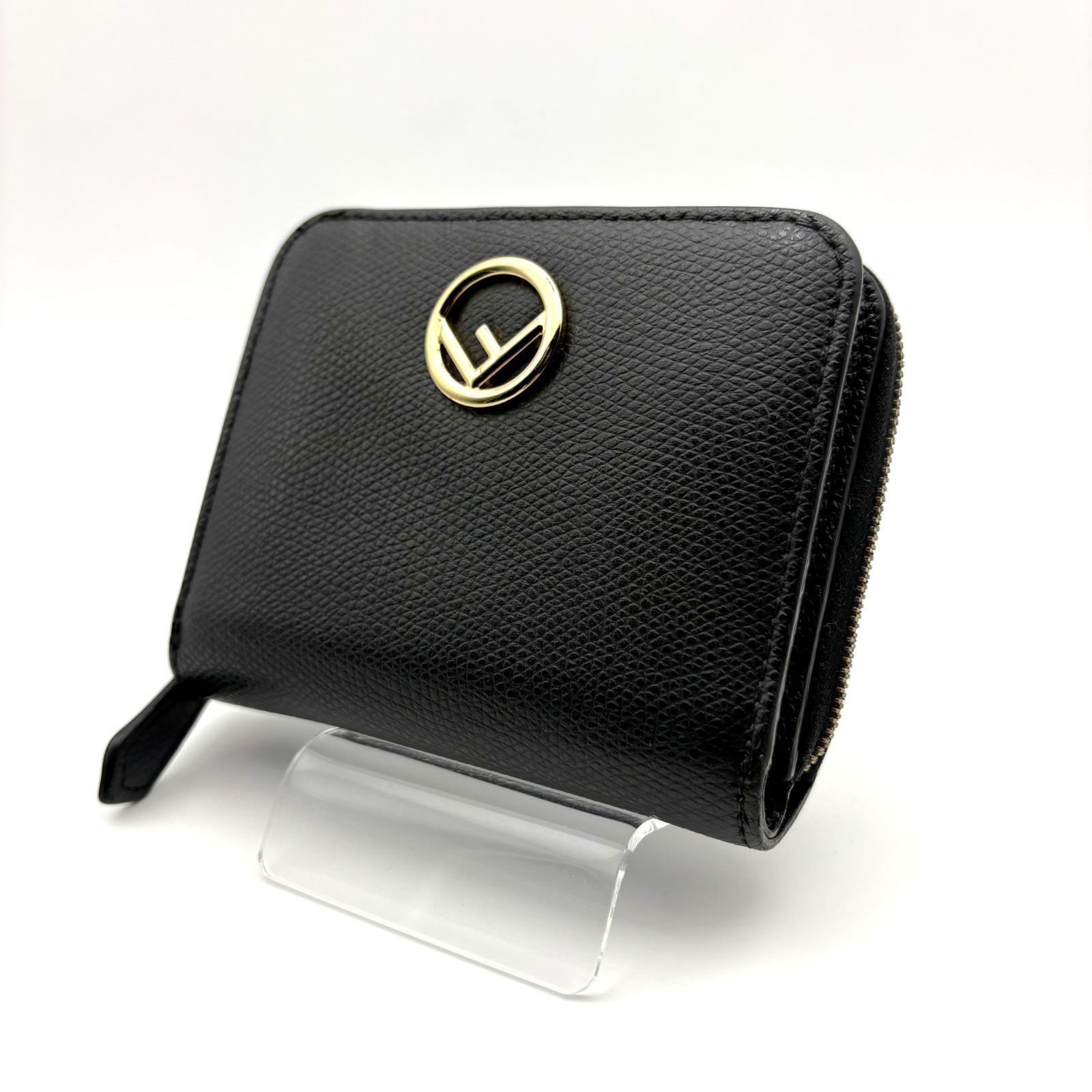 【 箱付／美品 】FENDI　フェンディ　エフイズ　二つ折り財布　レザー　ブラック