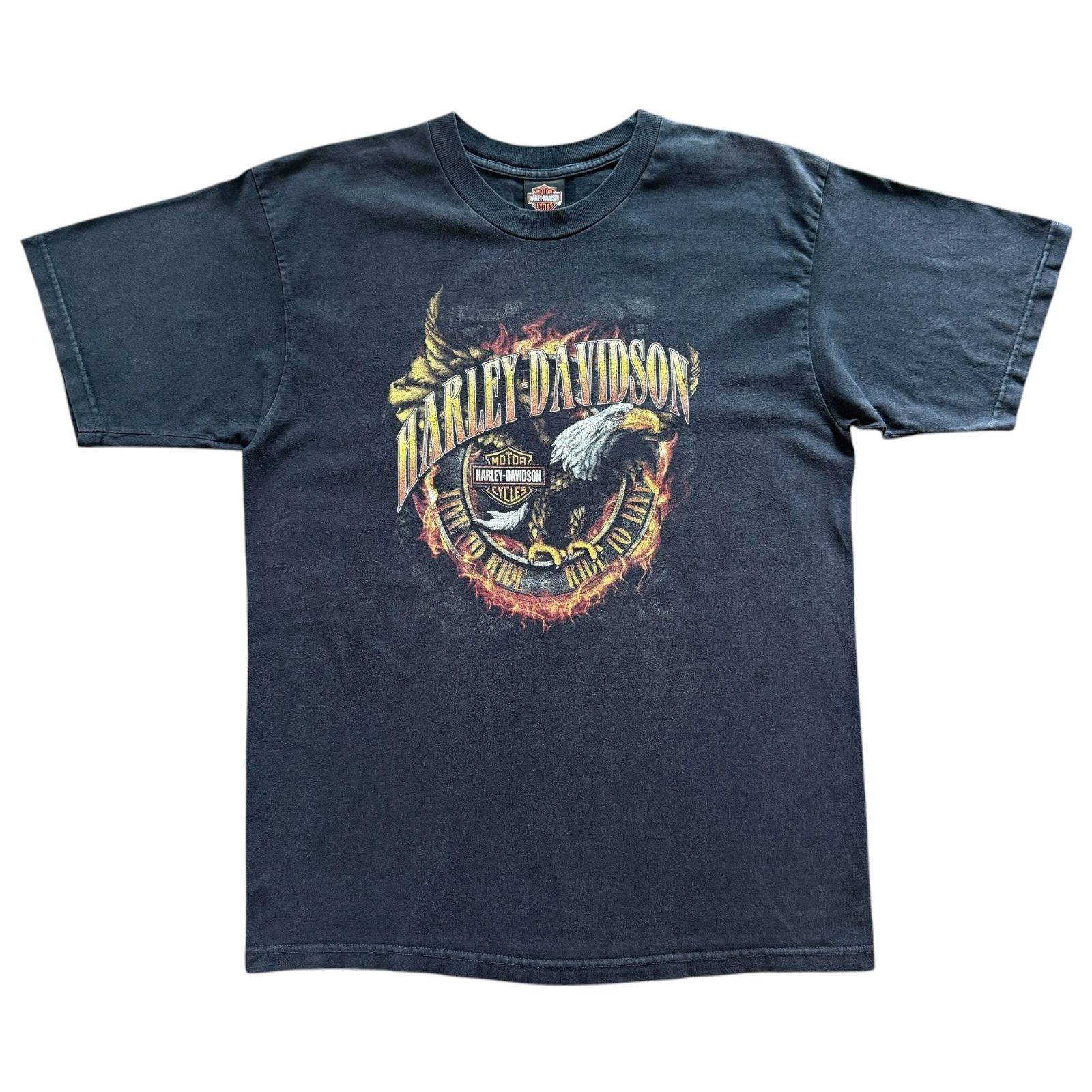 Harley Davidson 00's Eagle Orland Florida USA Tee Black