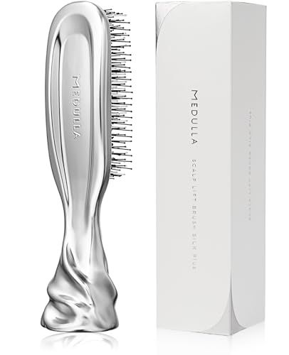 【唯一無二のスパイラルフォルム】MEDULLA スカルプリフトブラシ シルクプラス シルバー ヘアブラシ スカルプブラシ 頭皮ブラシ 2wayタイプe
