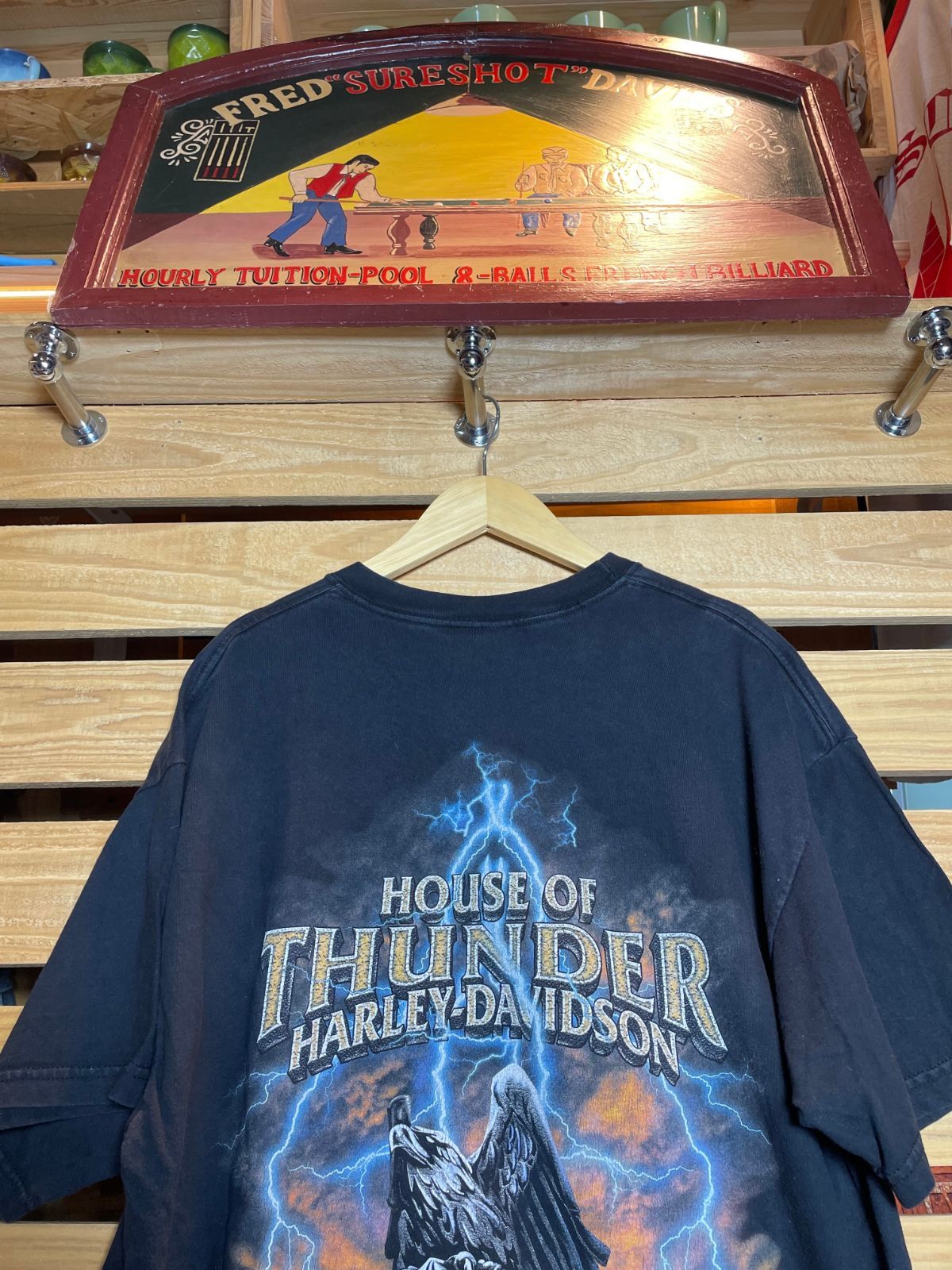 2005 Harley-Davidson House Of Thunder USA製 スカル Tシャツ L ハーレーダビッドソン ディーラーT 両面プリント