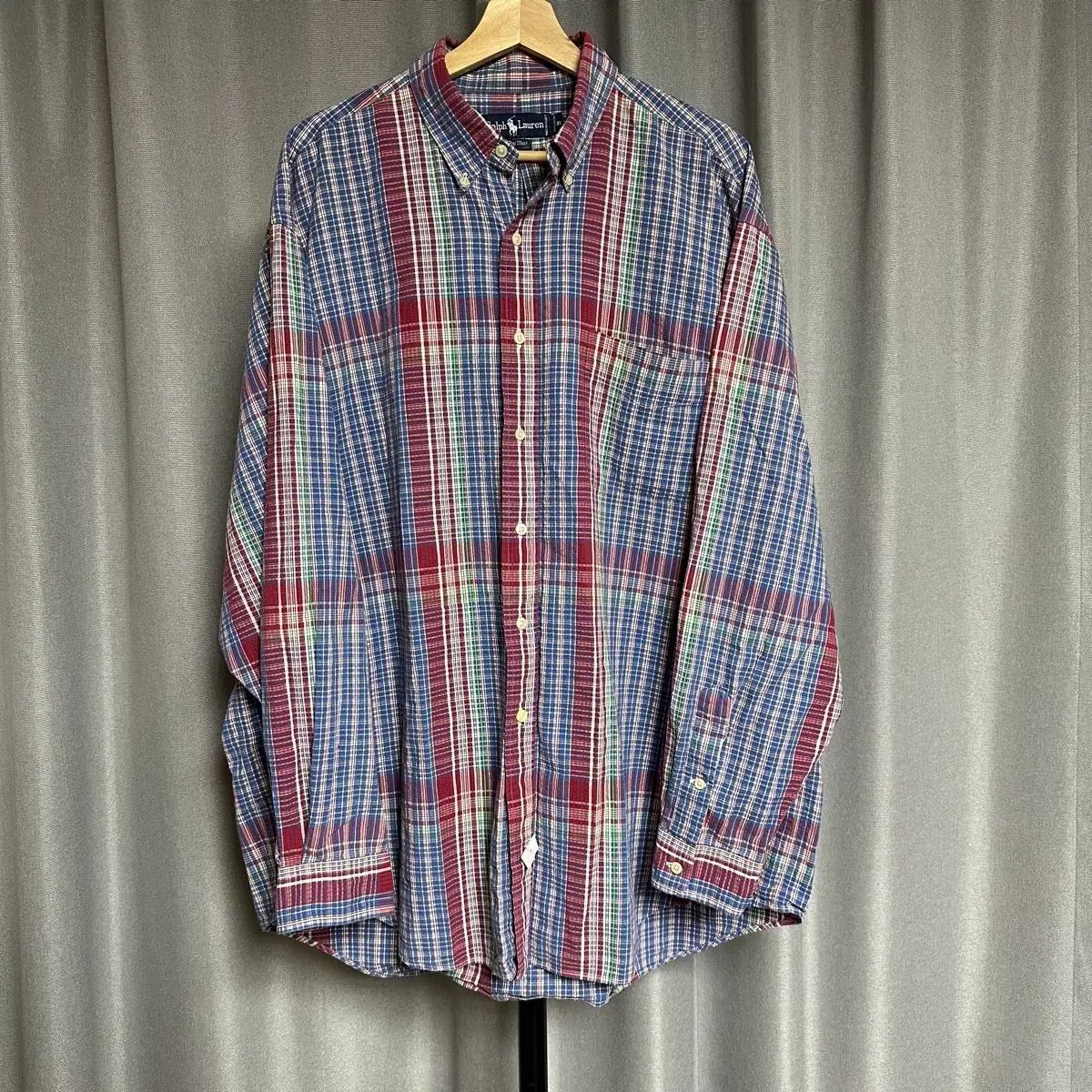 ヴィンテージ 90s ポロ ラルフローレン シアサッカー オーバーサイズシャツ XL