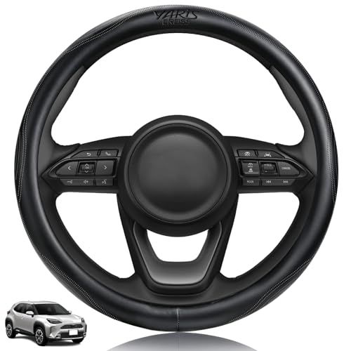 ヤリスクロス 10系 15系 専用 ハンドルカバー 高級本革 ステアリングカバー YARIS cross 車用 本革手縫い 3Dグリップ おしゃれなデザイン 専車ロゴ 滑り防止 吸汗速乾 簡単取付 内装パーツ 自動車用 アクセサリー ブラック fbeaf56c