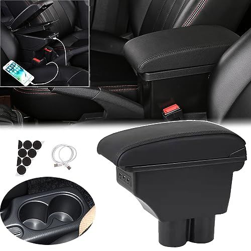JB23 JB33 JB43 ジムニー適合 シェラ JB64 JB74用 車用アームレスト 組み立て不要の一体式 車内大容量収納ボック センターコンソールボックス USB充電ポート付き 二層タイプ 小物入れ 車種専用設計 長距離運転最適 内装 0f1499e0