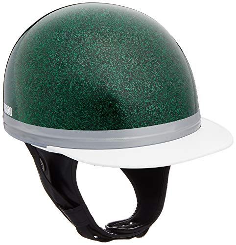 ★新品★NBS バイクパーツセンター(Bike Parts Center) ヘルメット ハーフ コルク半 三つボタン ブラックグリーンラメ フリーサイズ (頭囲 57cm~60cm未満) 701007