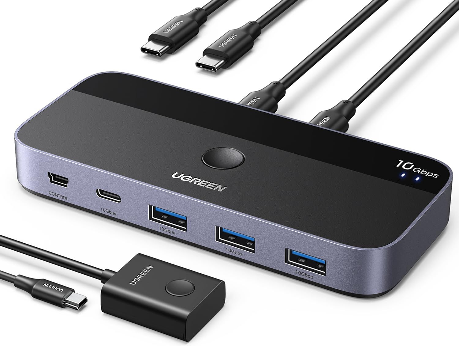 UGREEN 10Gbps USB-C切替器 USB3.2 2 台のPCでUSB-C&A デバイスを共有 Mac用 4ポート USB-C3.2 スイッチャー キーボード/マウス/ウェブカメラ/USBマイク/プリンタを切り替え 2台のUSB C 96d55b4e｜詳細画像
