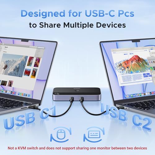 UGREEN 10Gbps USB-C切替器 USB3.2 2 台のPCでUSB-C&A デバイスを共有 Mac用 4ポート USB-C3.2 スイッチャー キーボード/マウス/ウェブカメラ/USBマイク/プリンタを切り替え 2台のUSB C 96d55b4e｜詳細画像