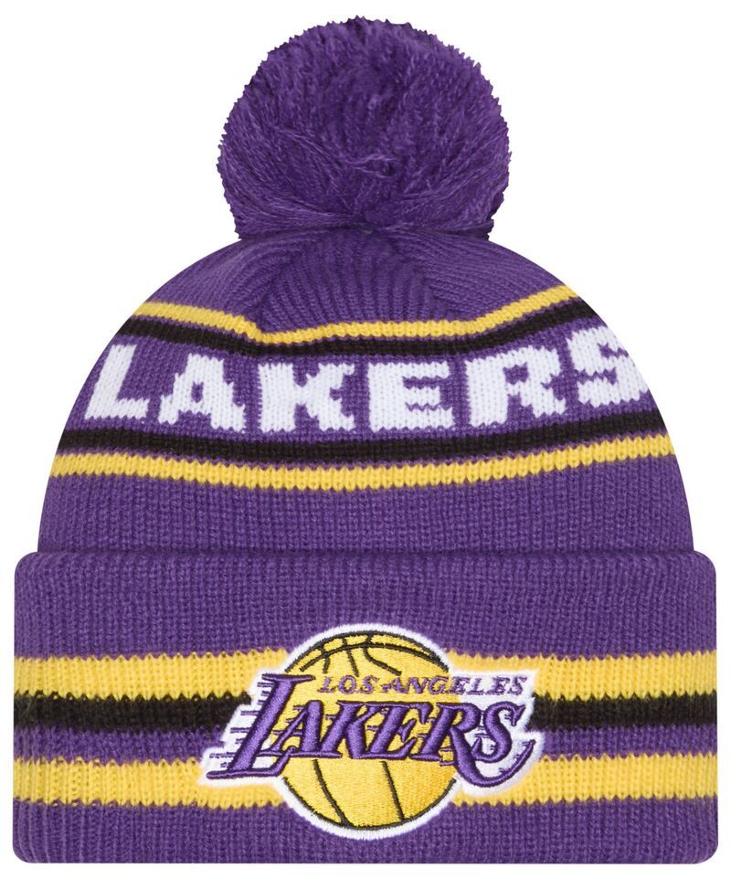 ニューエラ メンズ アクセサリー 帽子 ニット New Eradult Los Angeles Lakers Purple Classic Pom Cuffed Knit Beanie NoColor