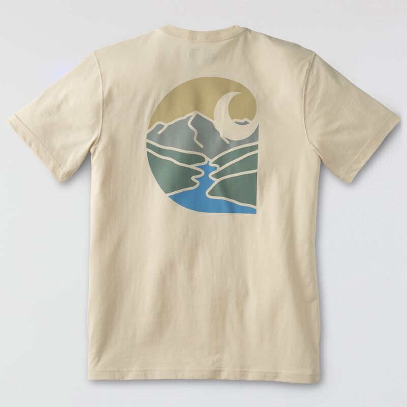 カーハート メンズ トップス Tシャツ Carhartt Mens Irvine Mountain River Short Sleeve Tshirt Oat Milk