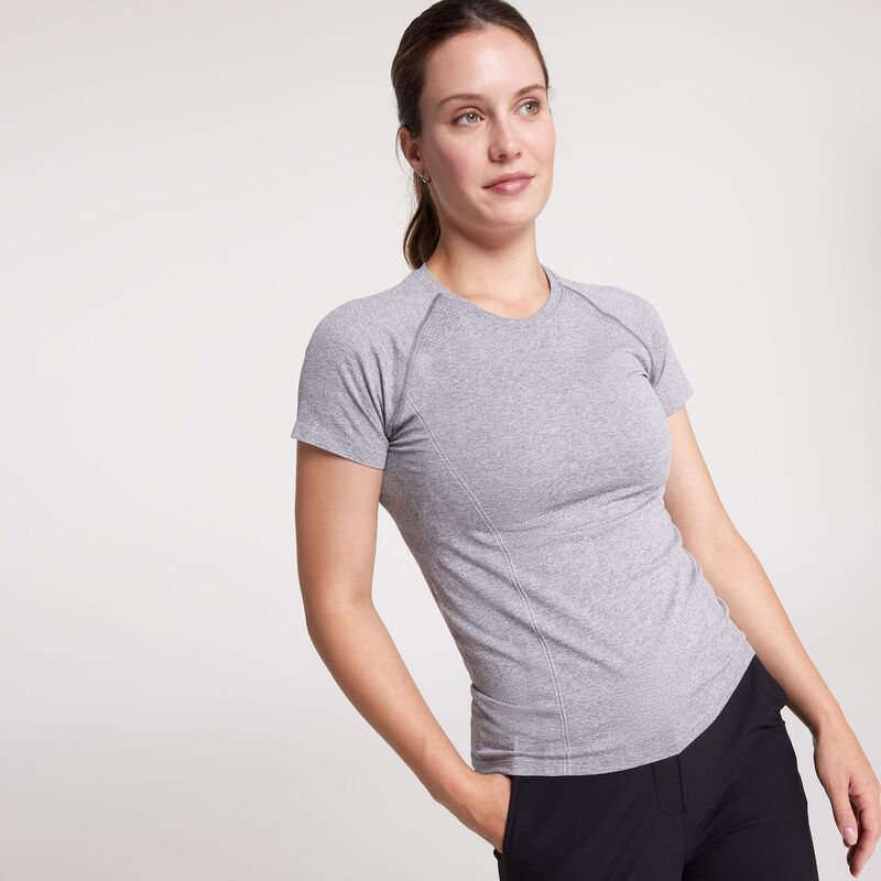 キャリー レディース トップス シャツ CALIA Womens Golf Seamless Tee Grey Spacedye グレー