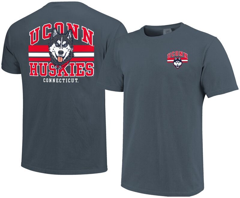 イメージワン メンズ トップス Tシャツ デニム Image One Mens UConn Huskies Denimascot Arched Short Sleeve TShirt NoColor