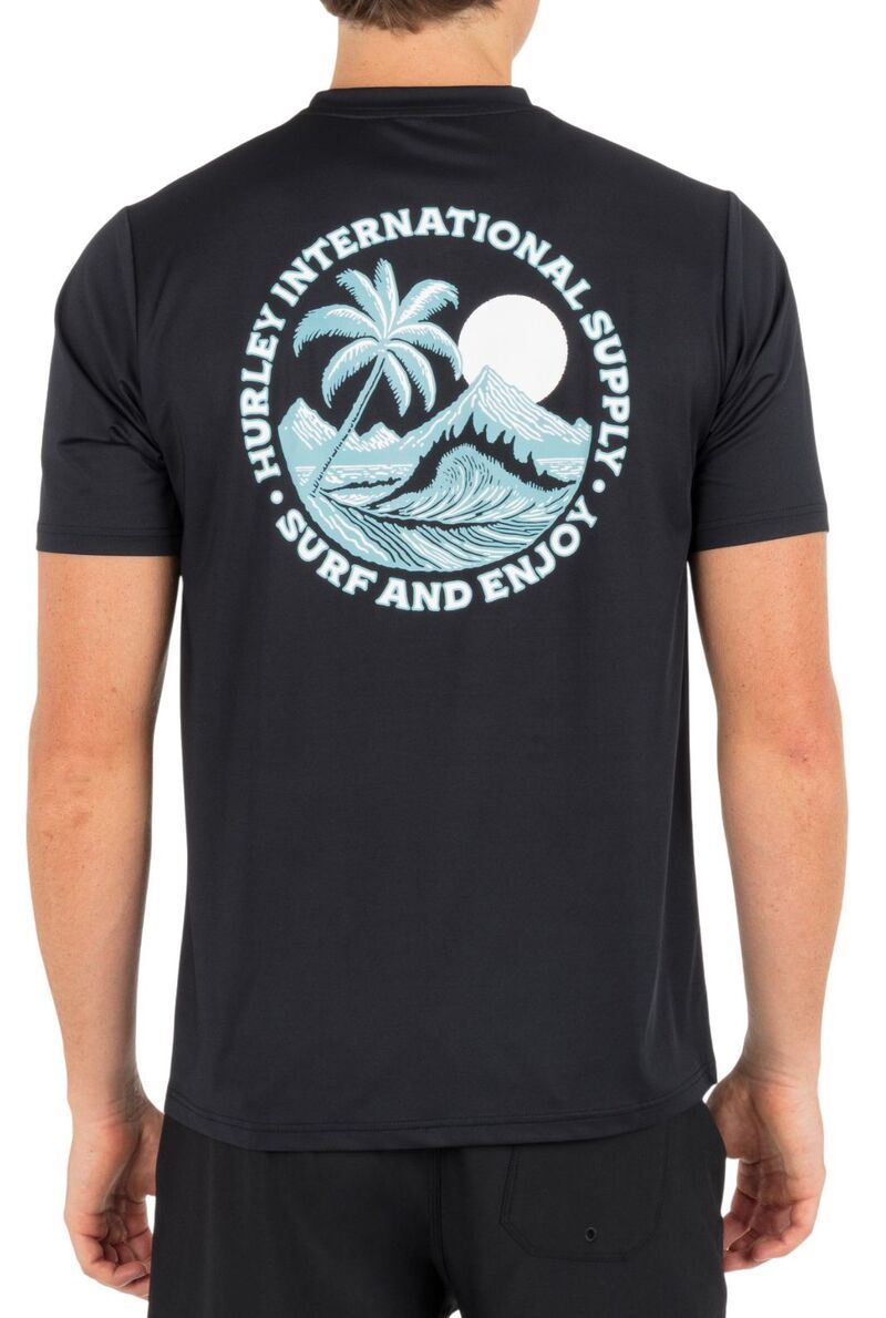 ハーレー メンズ ボトムス ハーフパンツ・ショーツ Hurley Mens Hybrid UPF Short Sleeve Rashguard Black ブラック
