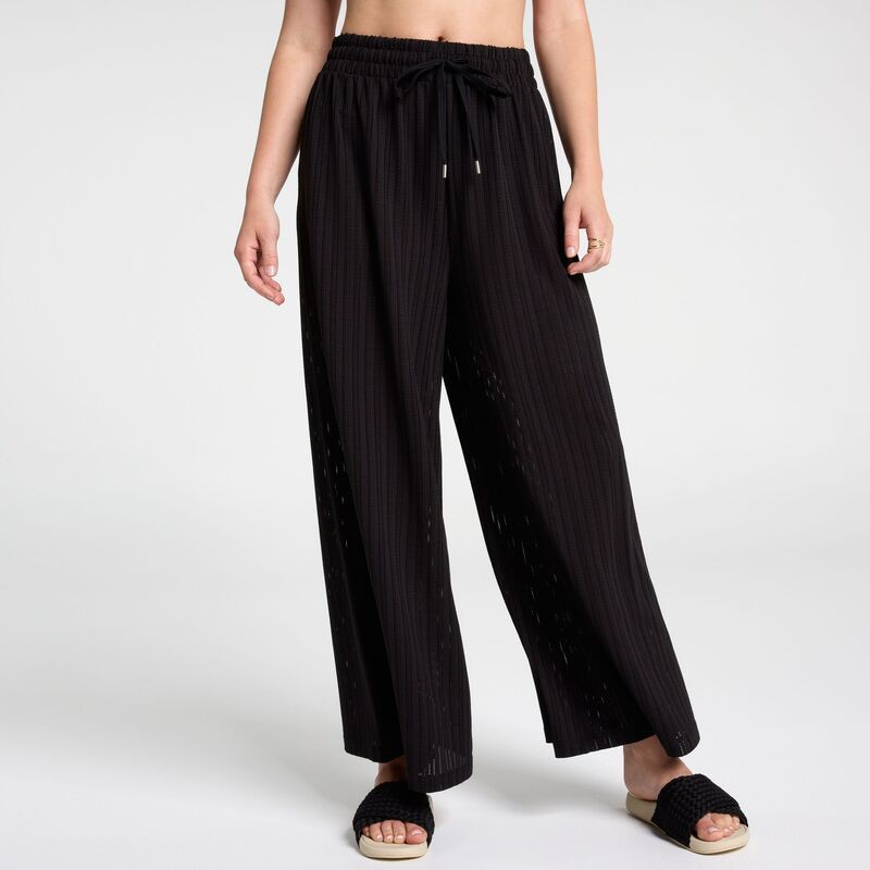 キャリー レディース ボトムス カジュアルパンツ ワイドレッグ ニット CALIA Womenswim Wide Leg Knit Cover Upant Pure Black ブラック