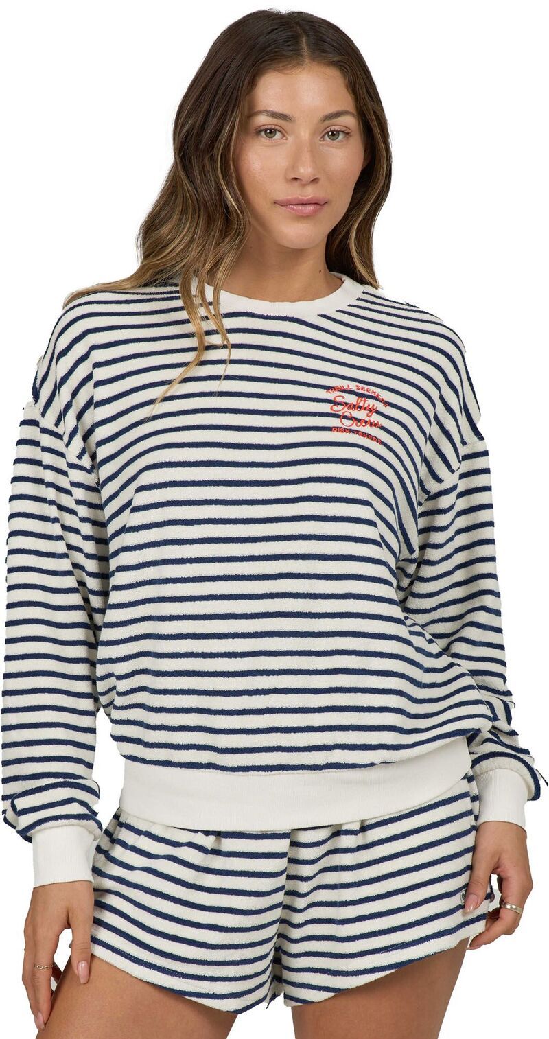 ソルティークルー レディース トップス シャツ クルーネック Salty Crewomenschooner Crewneck Pullover Bright Navy ネイビー