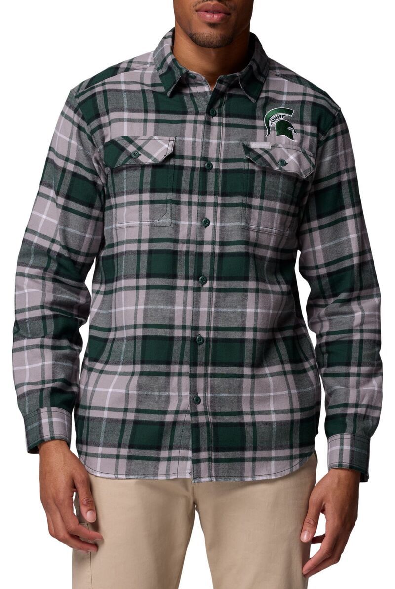 コロンビア メンズ トップス シャツ Columbia Mens Michigan State Spartans Green Flare Gun Flannelong Sleeve Shirt NoC