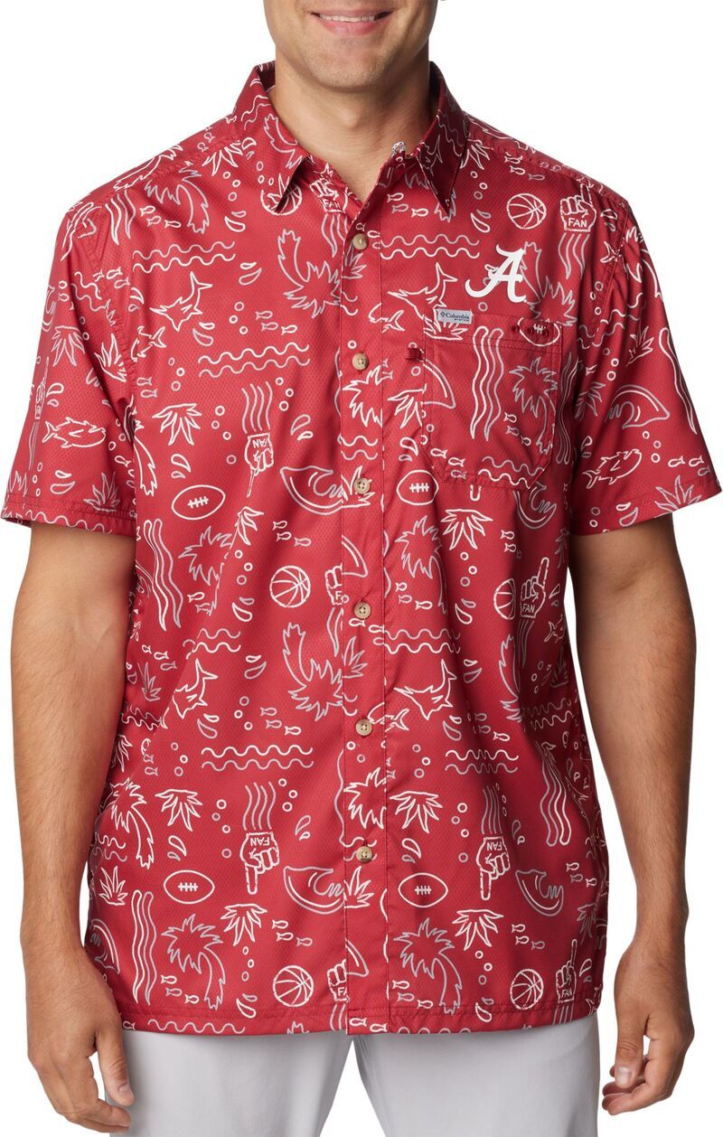 コロンビア メンズ トップス シャツ ボタンダウン Columbia Mens Alabama Crimson Tide Crimson Super Slack Button Down Shirt N 16,635円