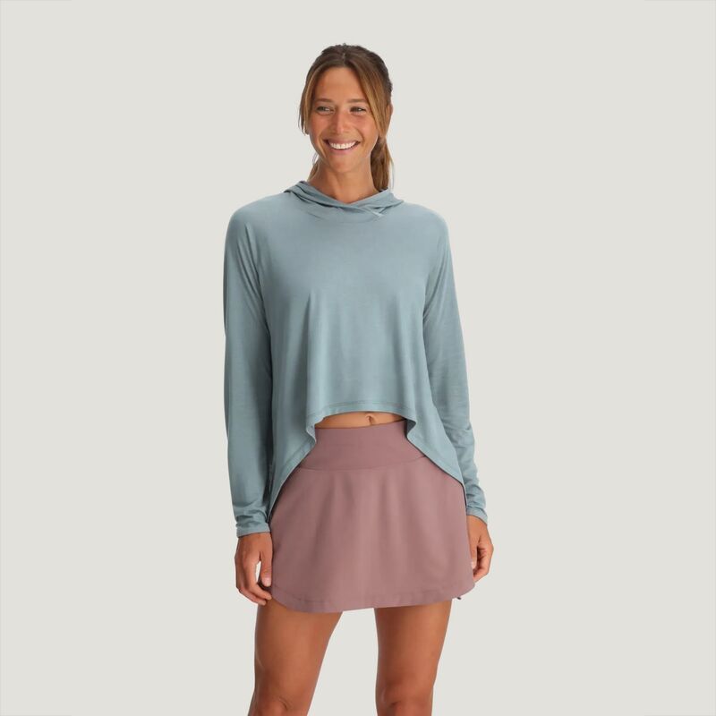 フリー フライ レディース アウター パーカー・スウェット クロップド Free Fly Womens Bamboo Shade Lightweight Cropped Hoodie Ocean Mi
