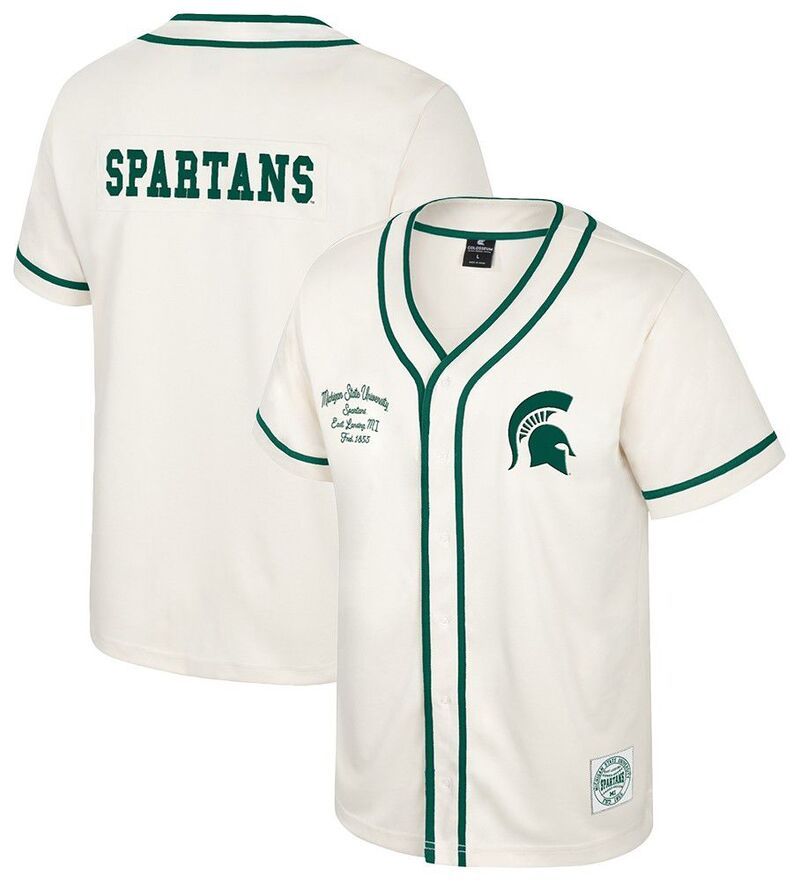 コロシアム メンズ トップス シャツ ジャージー Colosseumens Michigan State Spartans Cream Hunter Seeker Baseball Jersey No