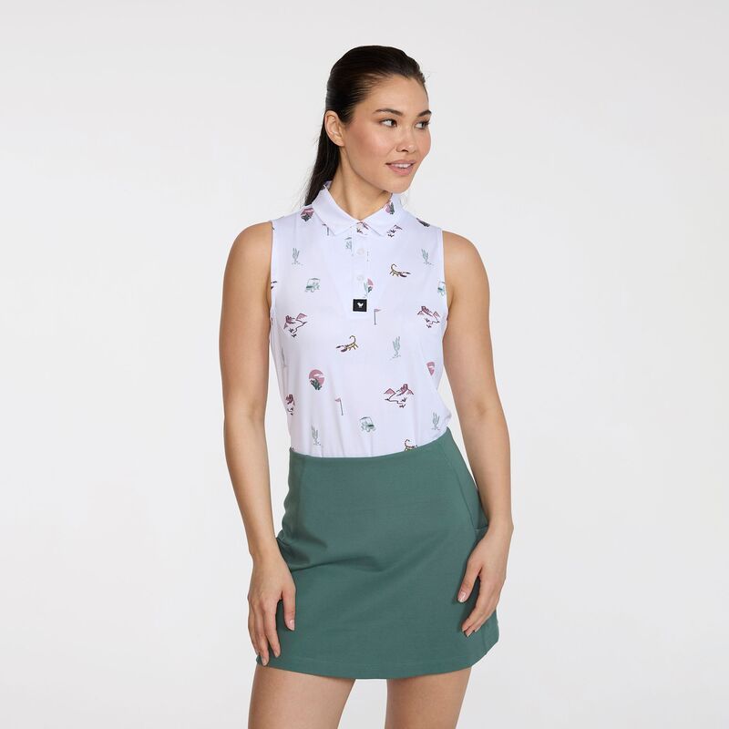 バッドバーディー レディース トップス ポロシャツ ノースリーブ Bad Birdie Womensleeveless Performance Golf Polo Brilliant White ホワ