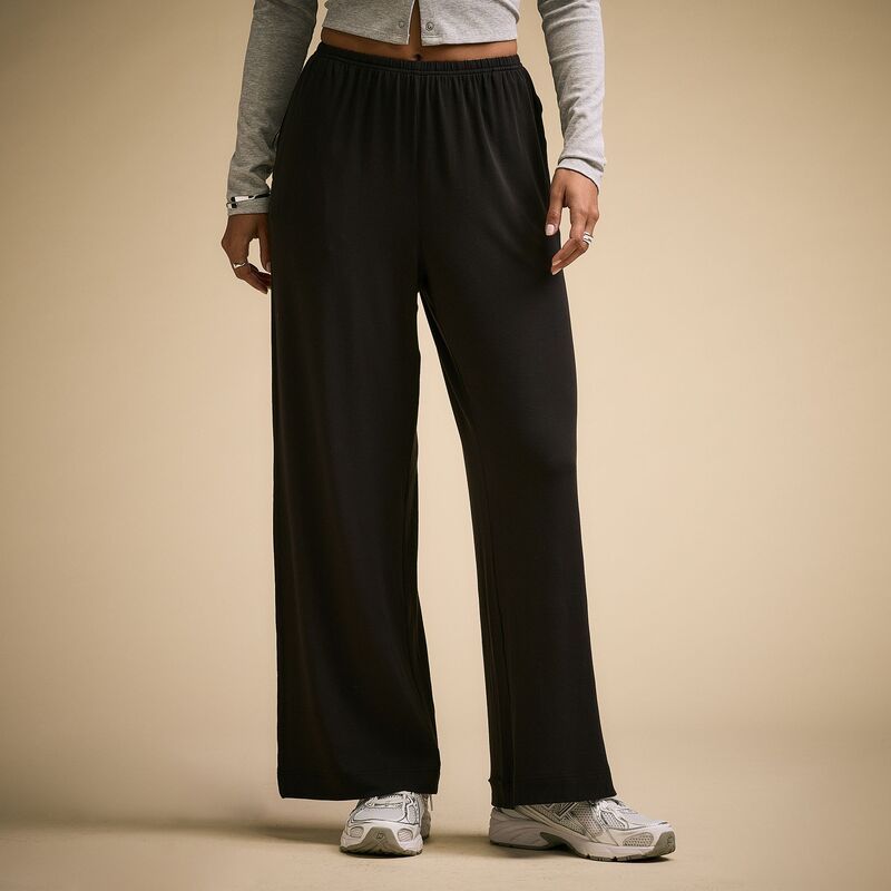 キャリー レディース ボトムス カジュアルパンツ ワイドレッグ ジャージー CALIA Womensandwash Jersey Wide Leg Pant Pure Black ブラック