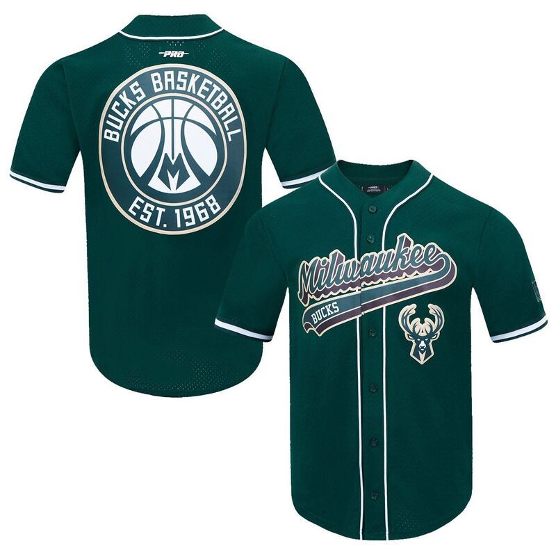 プロスタンダード メンズ トップス シャツ ボタンダウン メッシュ ダウン Pro Standard Mens Milwaukee Bucks Green Scriptail Mesh Button