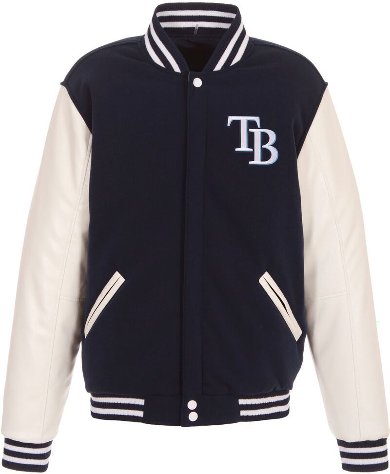 JH デザイン メンズ アウター ジャケット・ブルゾン JH Design Mens Tampa Bay Rays Navy Reversible Varsity Jacket NoColor ネイビ