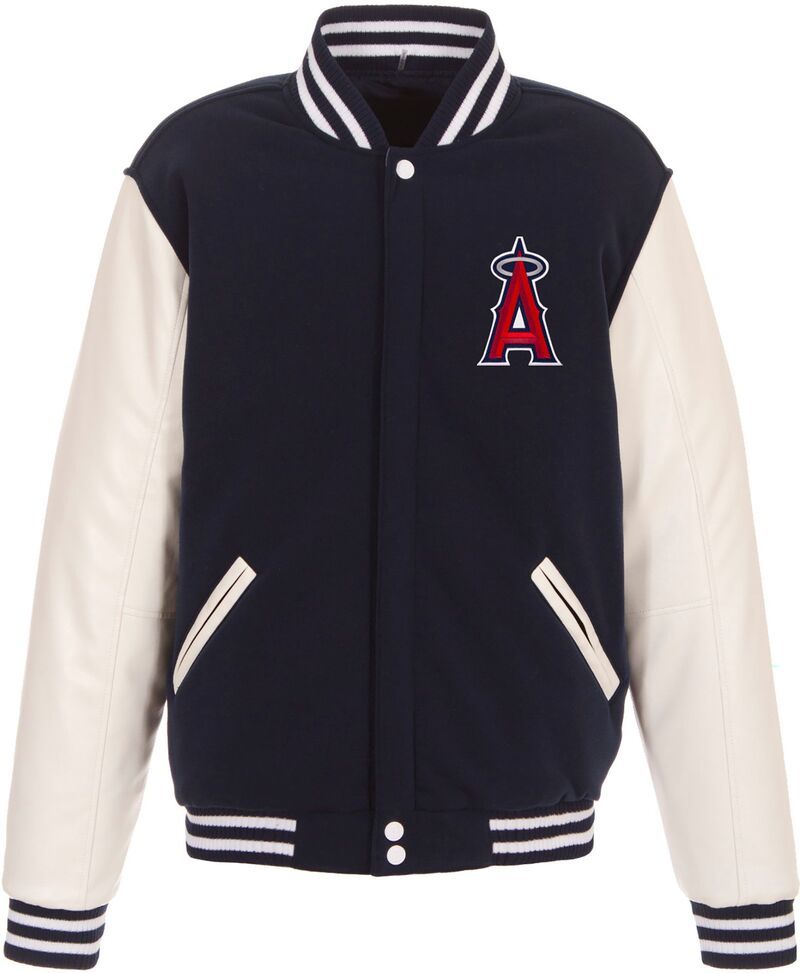 JH デザイン メンズ アウター ジャケット・ブルゾン JH Design Mens Los Angeles Angels Navy Reversible Varsity Jacket NoColor