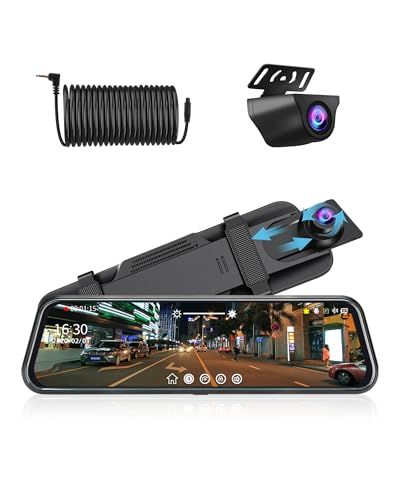 R◆Jansite ドライブレコーダー ミラー型【グレア反射改良】10インチ1080P 伸縮式左カメラ ドラレコ ミラー型 前後カメラ 超暗視機能 ドラレコ 170°+140°超広角ガイドライン調整可能 ループ録画 駐車監視 Gセンサー IP fd3b7da7
