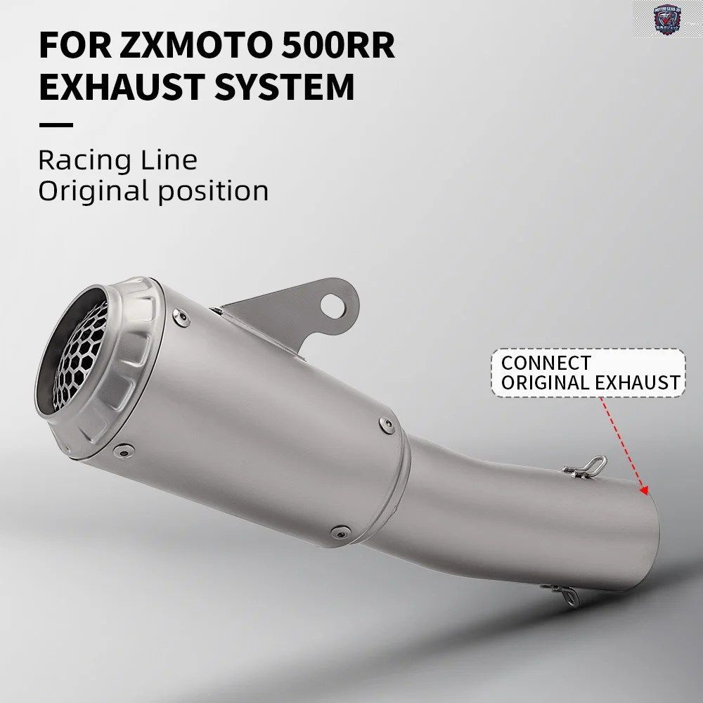 ZXMOTO 500RR用スリップオンマフラー、ミドルリンクパイプ、ステンレススチール製レーシングライン