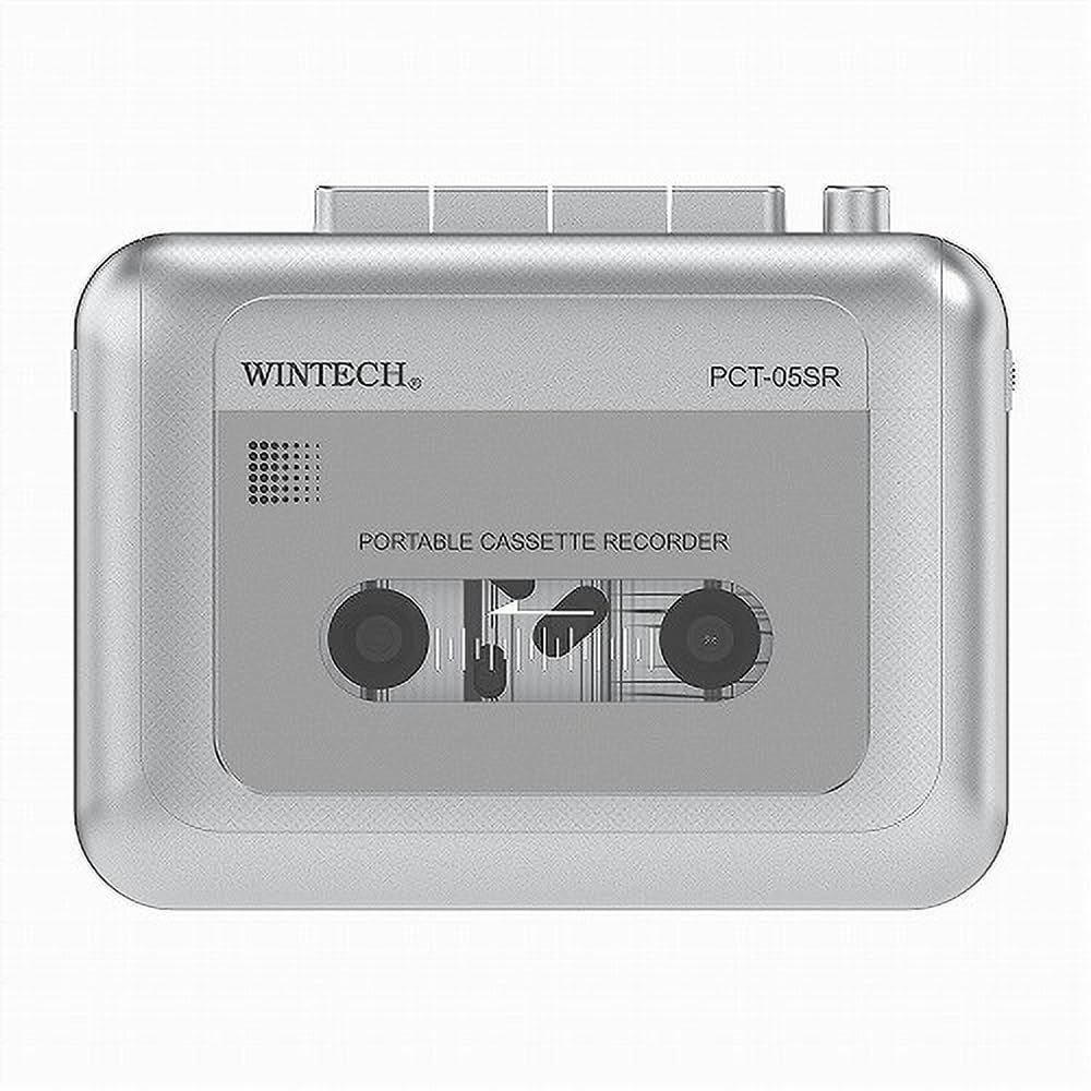 新品 WINTECH 【ステレオ再生対応 テープレコーダー】PCT-05SR ステレオ再生 本体内蔵マイク/別売り外付けマイク録音対応 単三乾電池×2本(別売) USBタイプC給電(給電ケーブル付属、USB充電器別売)